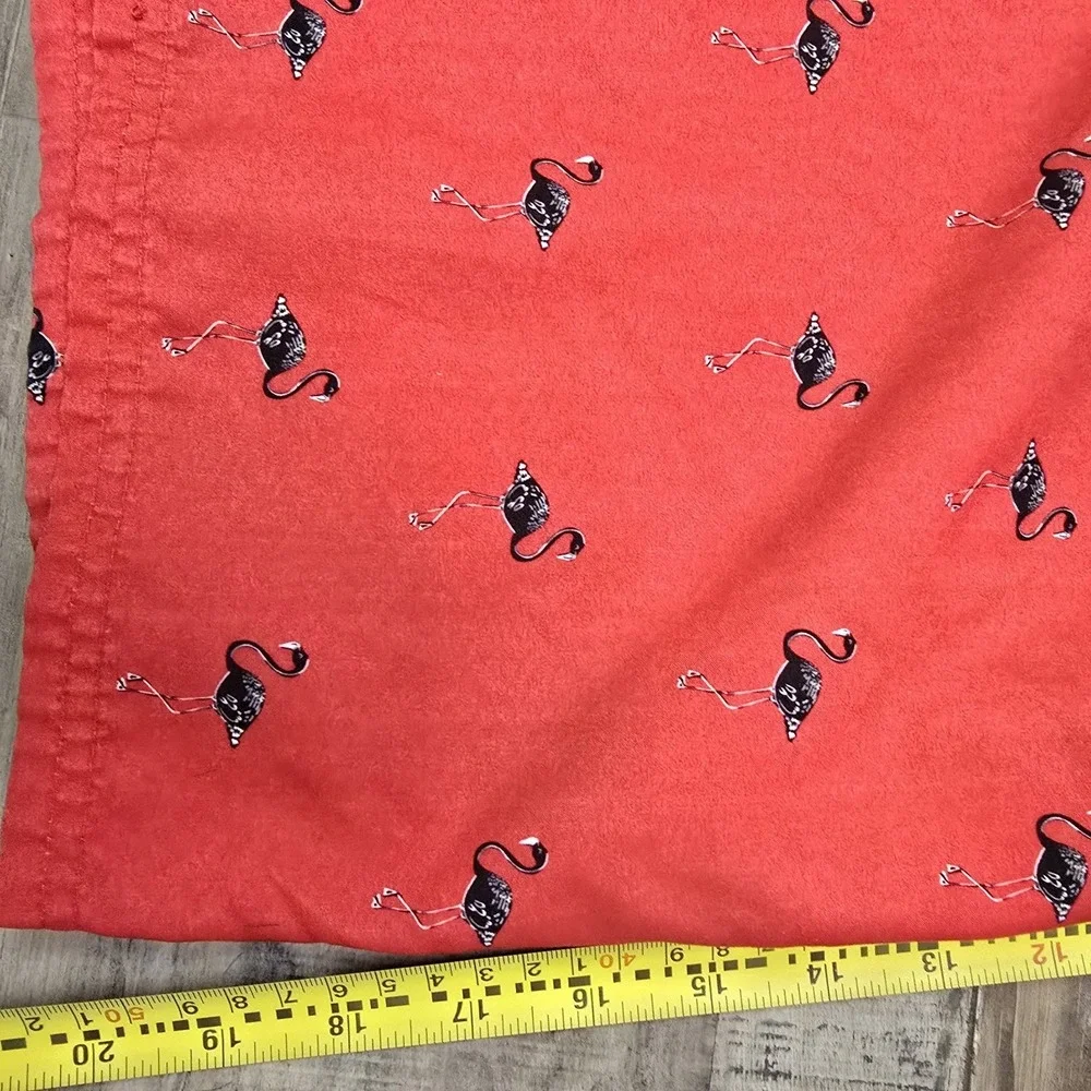 Rugby University Red w/ Cool Black Flamingo Print Swim Trunks Shorts Size Large‎
